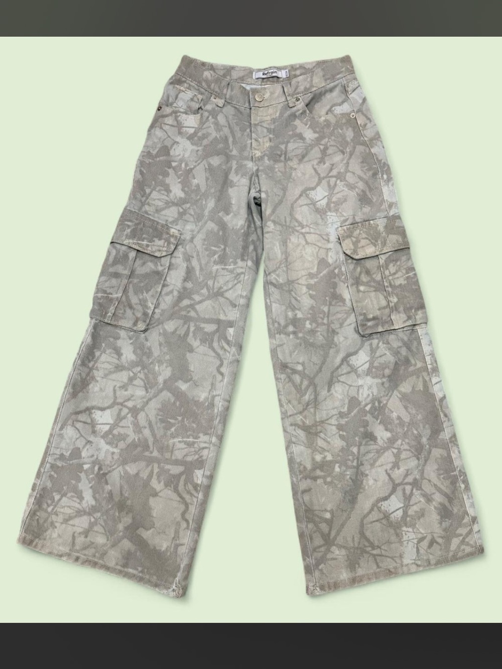 Wide Leg Baggy Cargo Jeans Camouflage Print